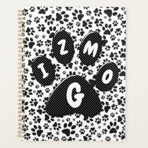 Dog Paws Black and White Polka Dot  Planner