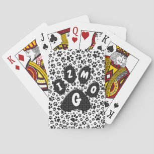 Dog Paws Black and White Polka Dot Playing Cards