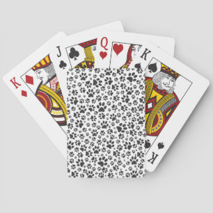 Dog Paws Black and White Polka Dot Playing Cards