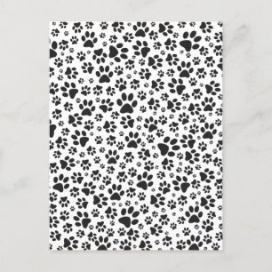Dog Paws Black and White Polka Dot Postcard