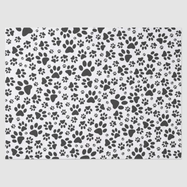 Dog Paws Black and White Polka Dot  Tissue Paper (Front)