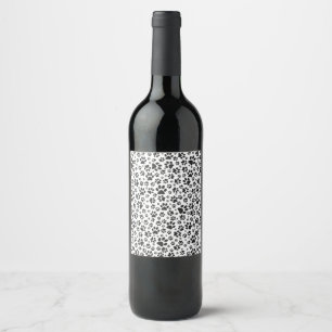 Dog Paws Black and White Polka Dot Wine Label