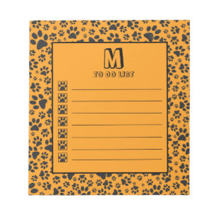 Dog Paws Black & White Polka Dot on dahlia orange Notepad