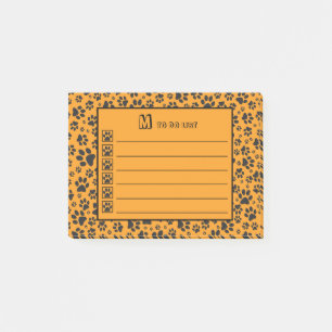 Dog Paws Black & White Polka Dot on dahlia orange  Post-it Notes