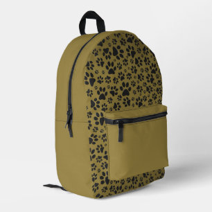 Dog Paws Black & White Polka Dot on military gold Printed Backpack