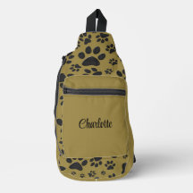 Dog Paws Black & White Polka Dot on military gold