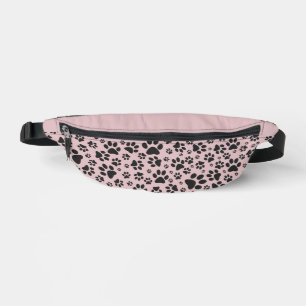Dog Paws Black & White Polka Dot on pink charlotte Bum Bags