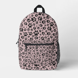 Dog Paws Black & White Polka Dot on pink charlotte Printed Backpack
