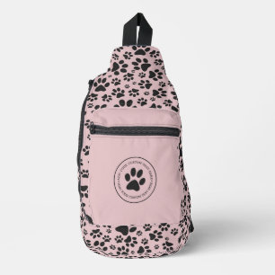 Dog Paws Black & White Polka Dot on pink charlotte Sling Bag