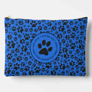 Dog Paws Black & White Polka Dot on tech blue Accessory Pouch