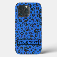 Dog Paws Black & White Polka Dot on tech blue