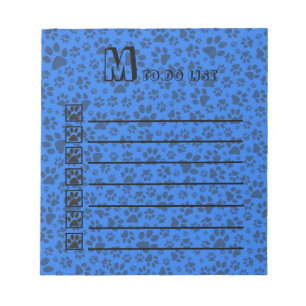 Dog Paws Black & White Polka Dot on tech blue Notepad