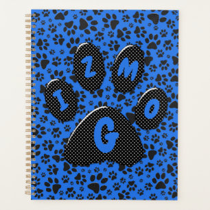 Dog Paws Black & White Polka Dot on tech blue Planner