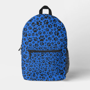 Dog Paws Black & White Polka Dot on tech blue Printed Backpack