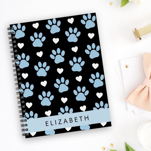 Dog Paws, Blue Paws, White Hearts, Your Name Planner (Creator Uploaded)