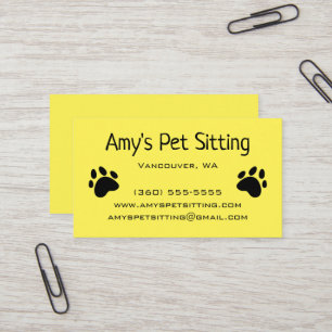 Dog Paws Bright Yellow Business Cards