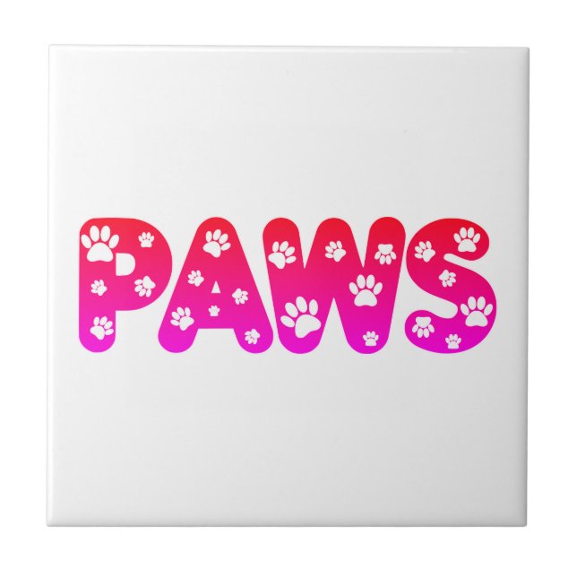 Dog Paws Custom Text Ceramic Tile (Front)