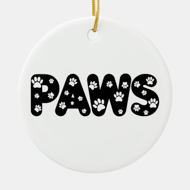 Dog Paws Custom Text Ceramic Tree Decoration (Front)