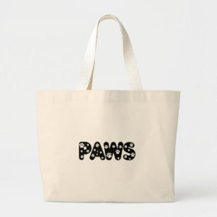Dog Paws Custom Text Large Tote Bag