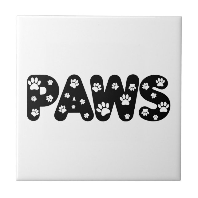 Dog Paws Custom Text Tile (Front)