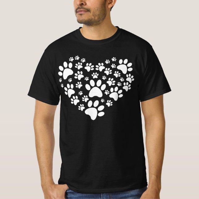 Dog paws Heart T-Shirt (Front)
