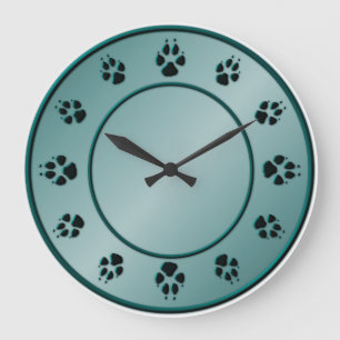 Dog Paws in Turquoise Clock