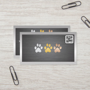 Dog Paws Metal QR code Business Card
