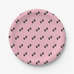 Dog Paws on Pink Paper Plate