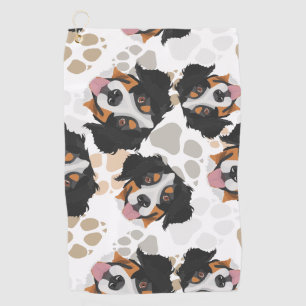 Dog paws pattern Bernese Mountain Dog Golf Towel