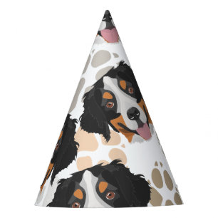 Dog paws pattern Bernese Mountain Dog Party Hat