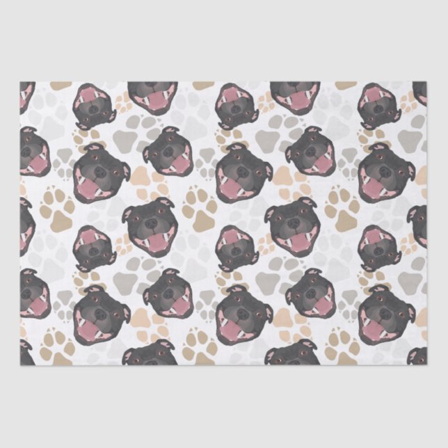 Dog paws pattern Staffordshire Bull Terrier Tissue Paper (Front)