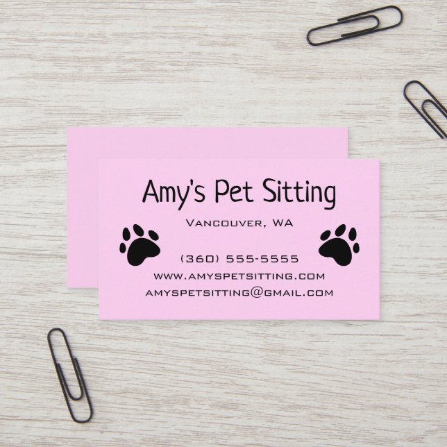 Dog Paws Pink Business Cards (Front/Back In Situ)