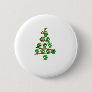 Dog Paws Print Christmas Tree for Dog Lovers  6 Cm Round Badge