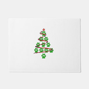 Dog Paws Print Christmas Tree for Dog Lovers  Doormat