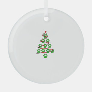 Dog Paws Print Christmas Tree for Dog Lovers Glass Tree Decoration