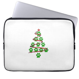 Dog Paws Print Christmas Tree for Dog Lovers  Laptop Sleeve