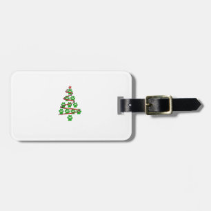 Dog Paws Print Christmas Tree for Dog Lovers Luggage Tag