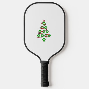 Dog Paws Print Christmas Tree for Dog Lovers Pickleball Paddle