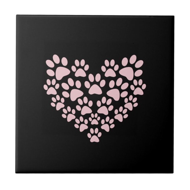 Dog Paws, Puppy Paws, Animal Paws, Heart, Pet Ceramic Tile (Front)