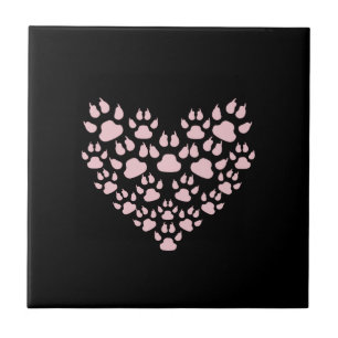 Dog Paws, Puppy Paws, Animal Paws, Heart, Pet Ceramic Tile