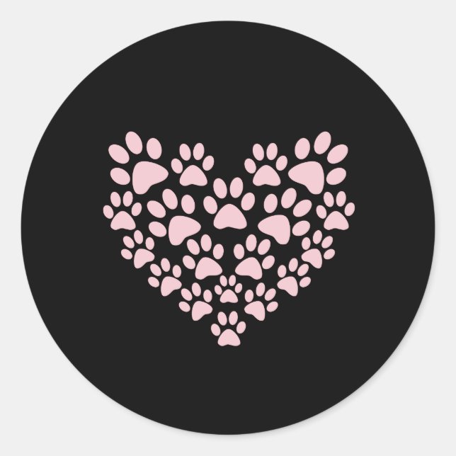 Dog Paws, Puppy Paws, Animal Paws, Heart, Pet Classic Round Sticker (Front)