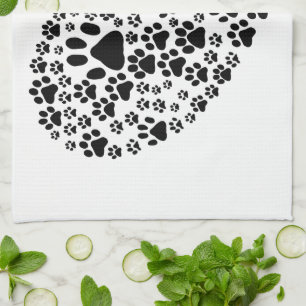 Dog Paws, Puppy Paws, Animal Paws, Heart, Pet Tea Towel