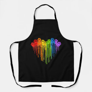 Dog Paws Rainbow Heart Dog Lover Gay Pride Lgbt Apron