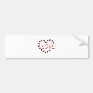 Dog Paws Red Heart Love Bumper Sticker
