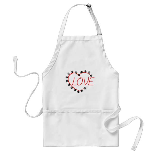 Dog Paws Red Heart Love Standard Apron (Front)