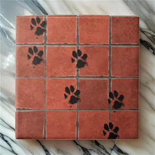 Dog Paws Terracotta Paw Tracks     Ceramic Tile