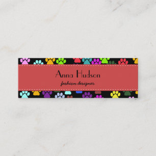 Dog Paws, Trails, Paw-prints - Red Blue Green Mini Business Card