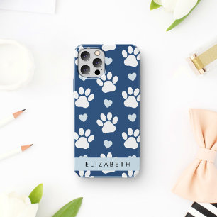 Dog Paws, White Paws, Blue Hearts, Your Name iPhone 16 Case