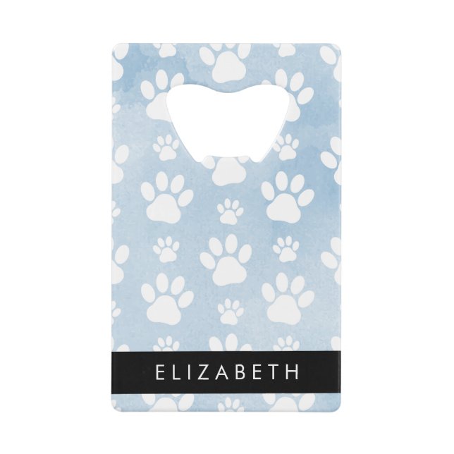 Dog Paws, White Paws, Blue Watercolors, Your Name (Front)