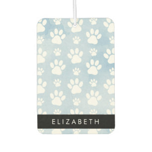 Dog Paws, White Paws, Blue Watercolors, Your Name Car Air Freshener